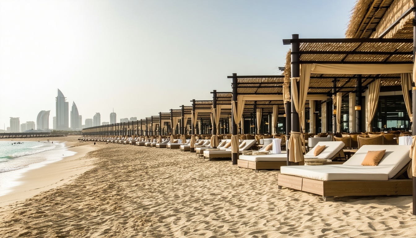 Luxury cabanas and private beach at Aquaventure World Dubai