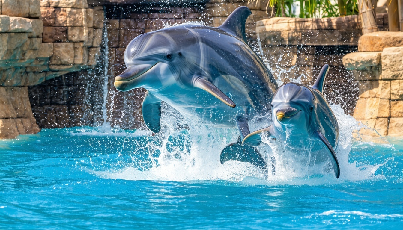 Dolphin and marine animal interactions at Aquaventure World Dubai